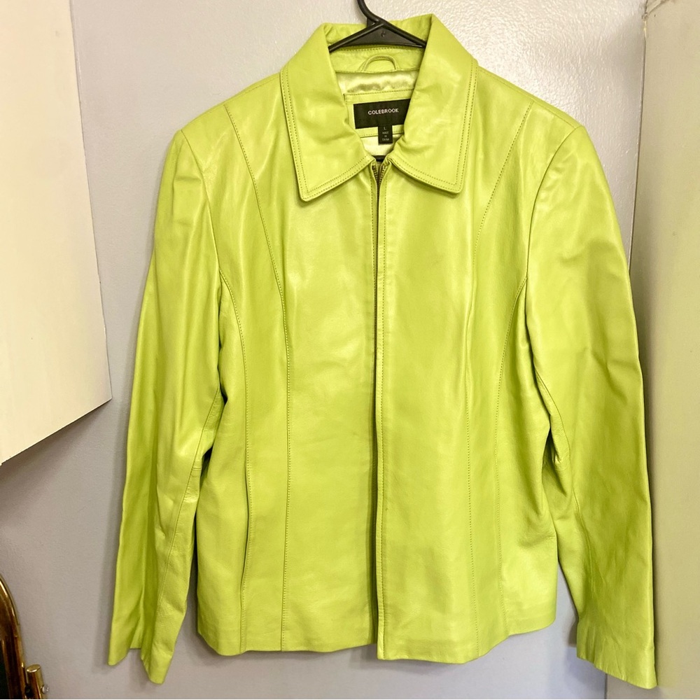 Y2K Lime Green Colebrook 100% leather motorcycle jacket